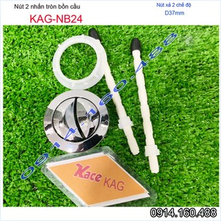 Nút nhấn cầu xả 2 nhấn tròn lỗ sứ D3.7-4 cm, nút xả cầu KAG-NB24, nút nhấn tròn nhỏ ấn tay êm màu inox bóng