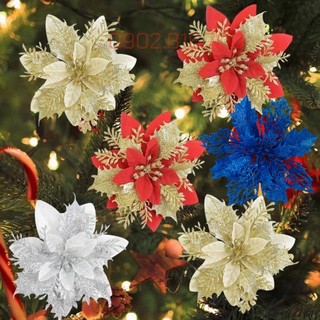 Sét 5 hoa trạng nguyên kim tuyến nhũ vàng đỏ size lớn 13cm trang trí cây thông noel vòng nguyệt quế tháp giỏ quà oản tài