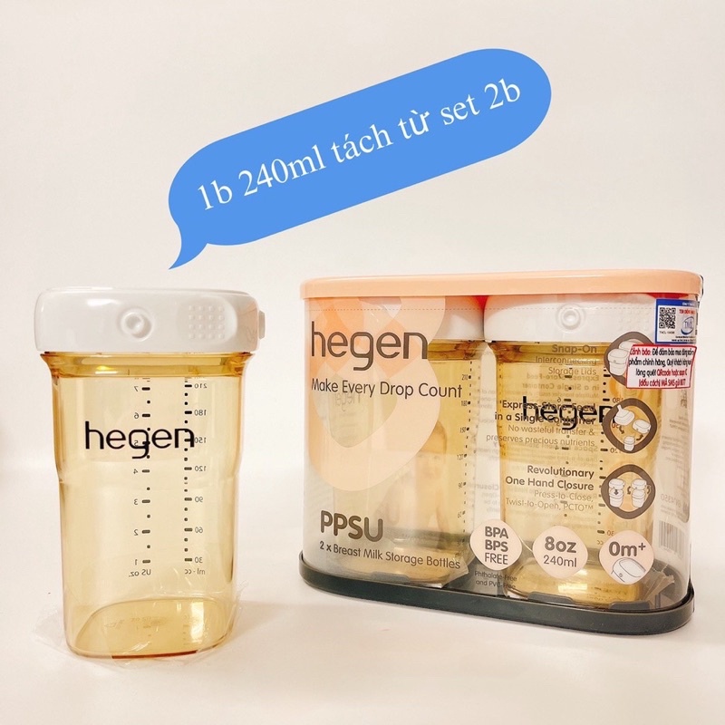 BÌNH TRỮ SỮA - TRỮ ĐỒ ĂN DẶM HEGEN PPSU 60ml/ 140ml/ 240ml