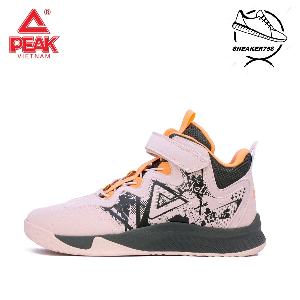 Giày Bóng Rổ Cổ Mid PEAK Basketball Comic EK1405A – Màu Trắng Hồng