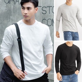 Áo Thun Trơn Tay Dài Màu Xám, Đủ Size S - 4XL, Có Bigsize, co dãn 4 chiều, Gnoul