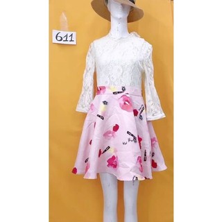 đầm ren phối chân váy họa tiết size M. S611