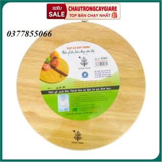 Thớt gỗ hình tròn Đức Thành gỗ dày dặn, có khoen treo, an toàn cho gia đình, kích thước 25*25*2cm