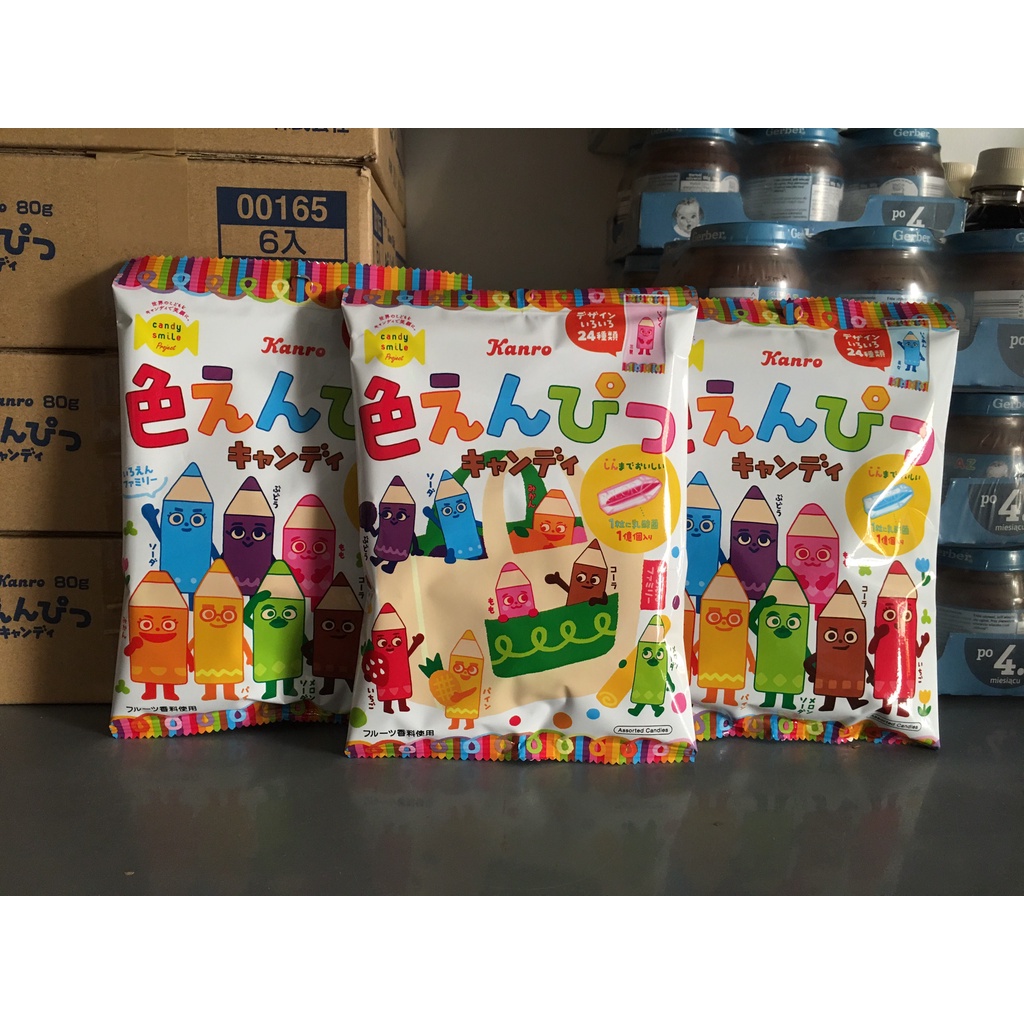 Kẹo bút chì trái cây sắc màu Kanro 8 vị Nhật Bản
