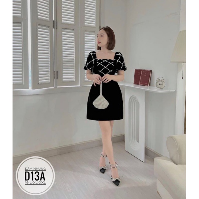 Đầm Nhung Viền Big Size