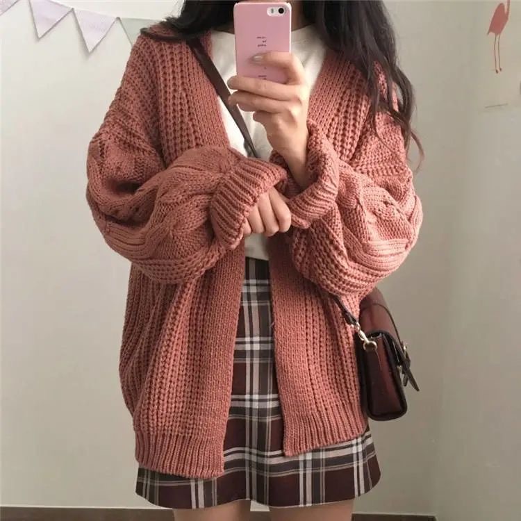 Áo khoác cardigan LENBACH màu trơn phong cách Ulzzang Hàn Quốc thời trang cho nữ