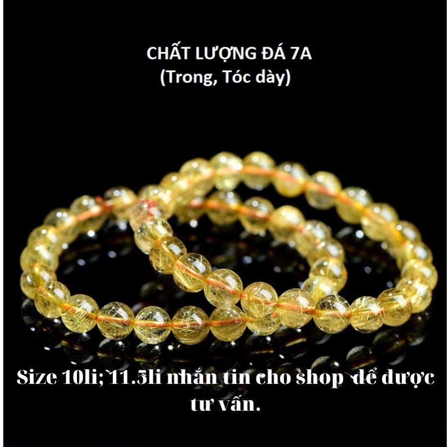 Vòng Tay Phong Thủy Pha Lê Tóc Vàng Tự Nhiên  Nam Nữ Mệnh Thổ Kim - Phong Thủy Tây Tạng HCM