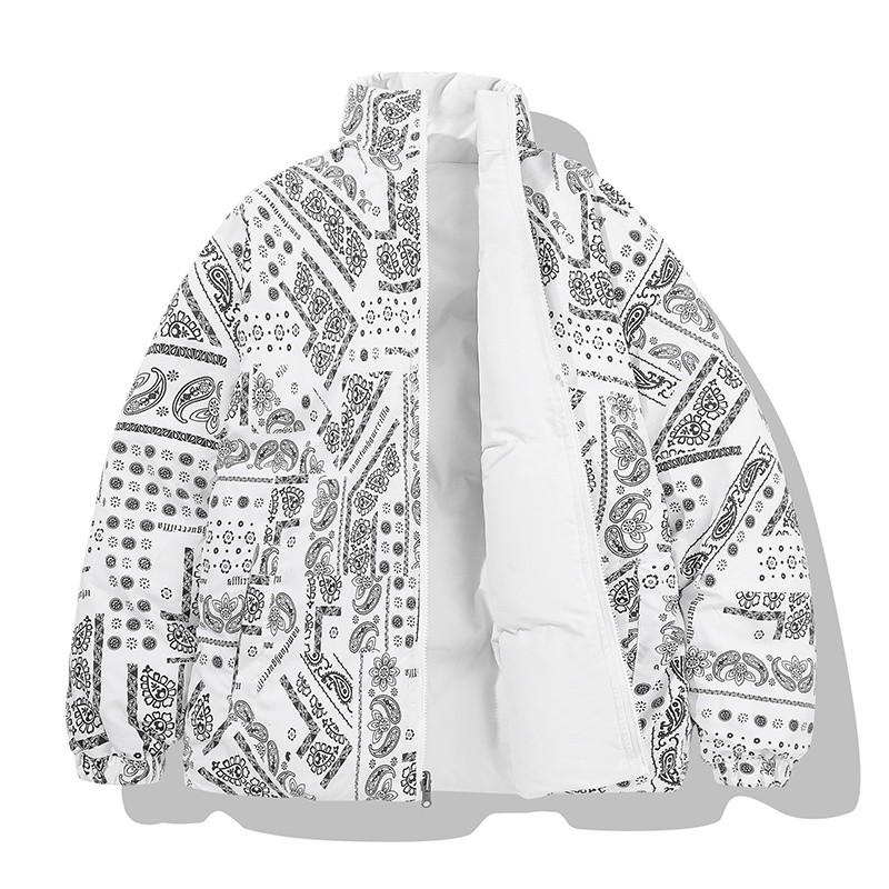 Áo Khoác Đệm Cotton Cổ Đứng Hoạ Tiết Rằn Ri Hai Mặt Thời Trang Mùa Đông