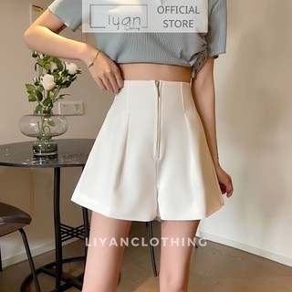 Quần Short Nữ Liyan Lưng Cao Khóa Trước Cạp Liền QA06, Quần Sooc Nữ Cạp Cao Khóa Giữa Cá Tính