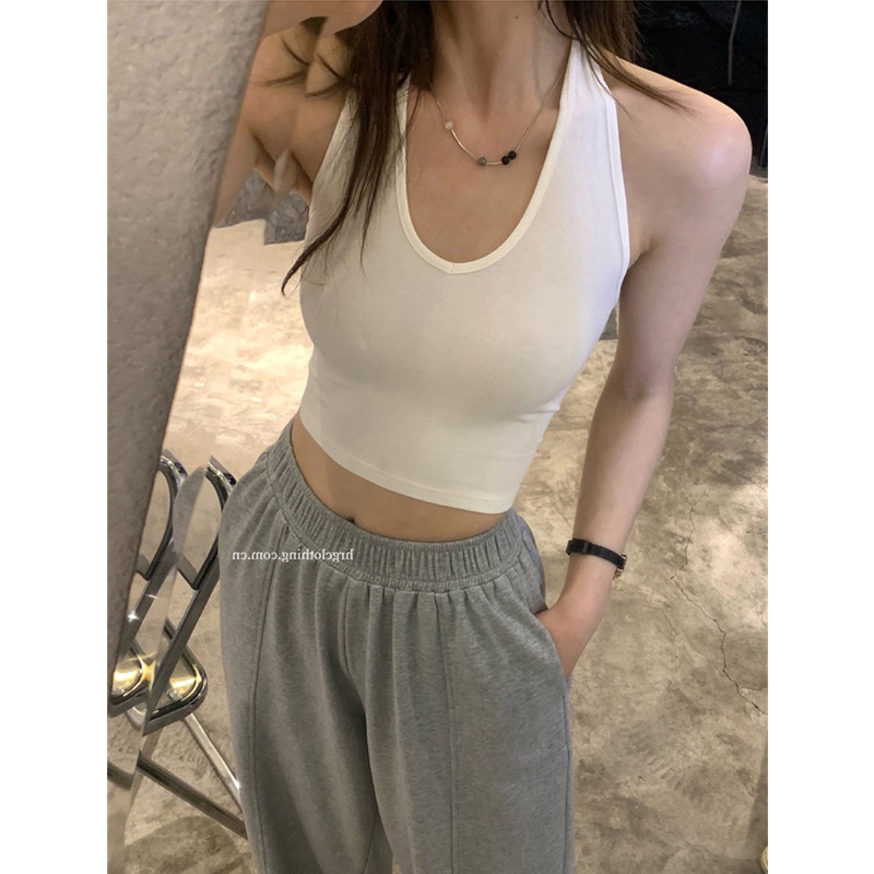 NRVP Áo Tank Top Đơn Co Giãn Phong Cách Hàn Quốc Mới Với Đệm Lót