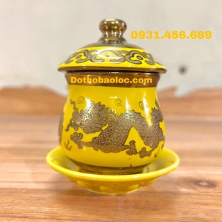 Hủ đựng muối gạo họa tiết rồng vàng 3D cao 9.5cm