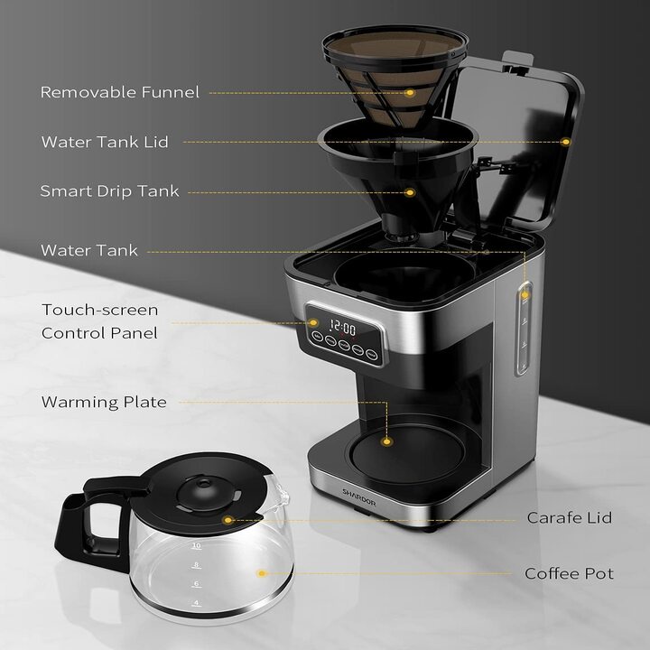 Máy pha cà phê tự động cao cấp Shardor CM1429TA-GS - Công suất: 900W - Hàng Chính Hãng