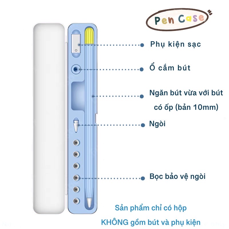 Hộp đựng bút Pencil 1/2 và bút cảm ứng Stylus Pen chất liệu nhựa ABS lõi chống sốc kích thước 10mm