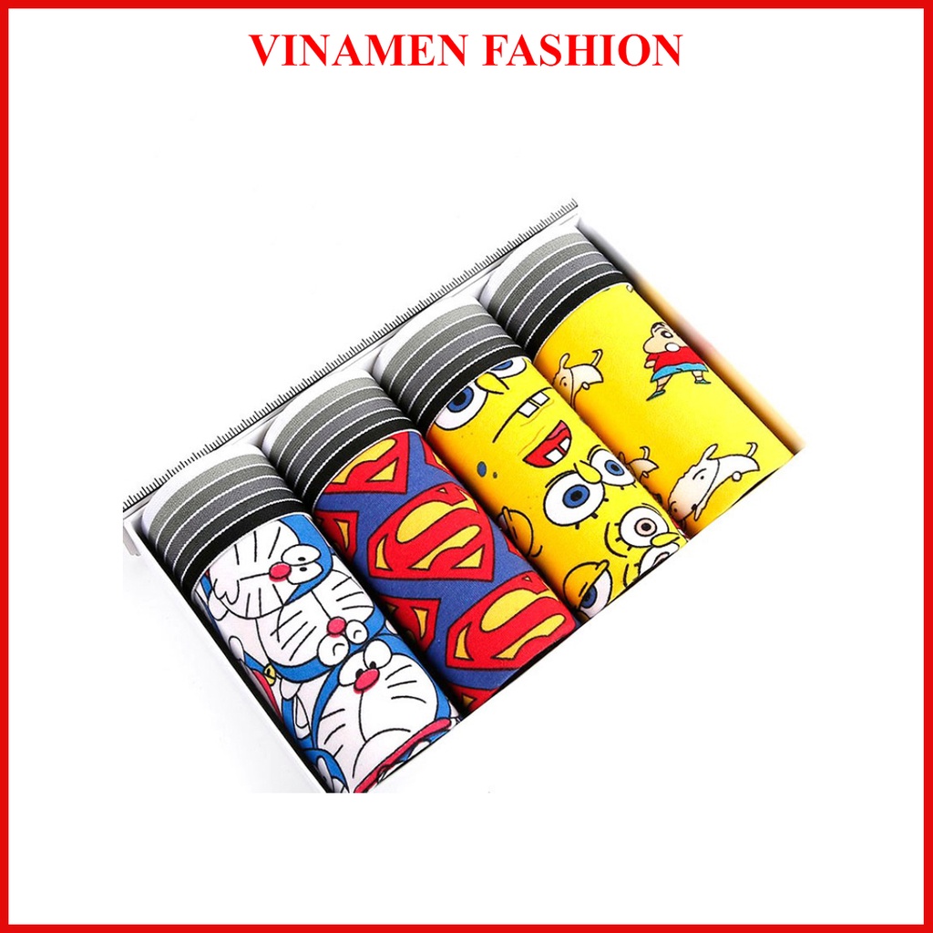 Quần lót nam boxer hoạt hình vải thun lạnh 4 chiều cao cấp sịp đùi nam