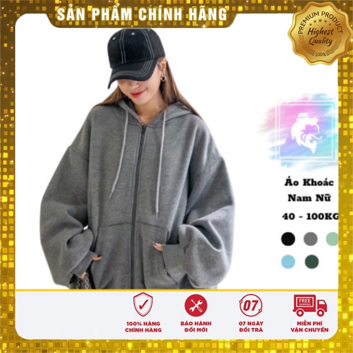 Áo khoác giới tính 40-100kg dây kéo mũ trùm đầu Sói Store bigsize 4 màu