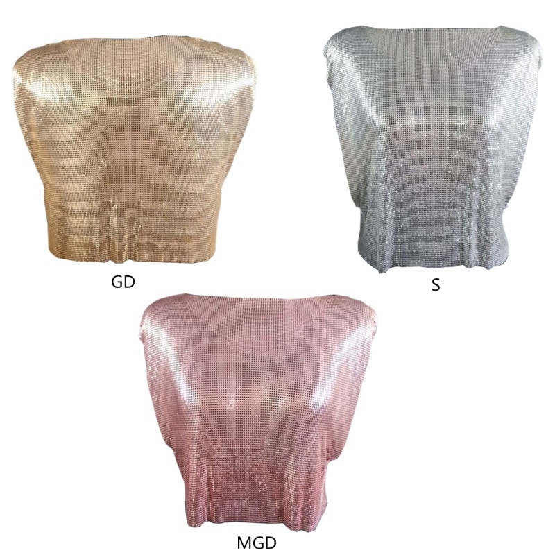 Áo Croptop Sát Nách Kim Tuyến Lấp Lánh Thời Trang Dự Tiệc Cho Nữ