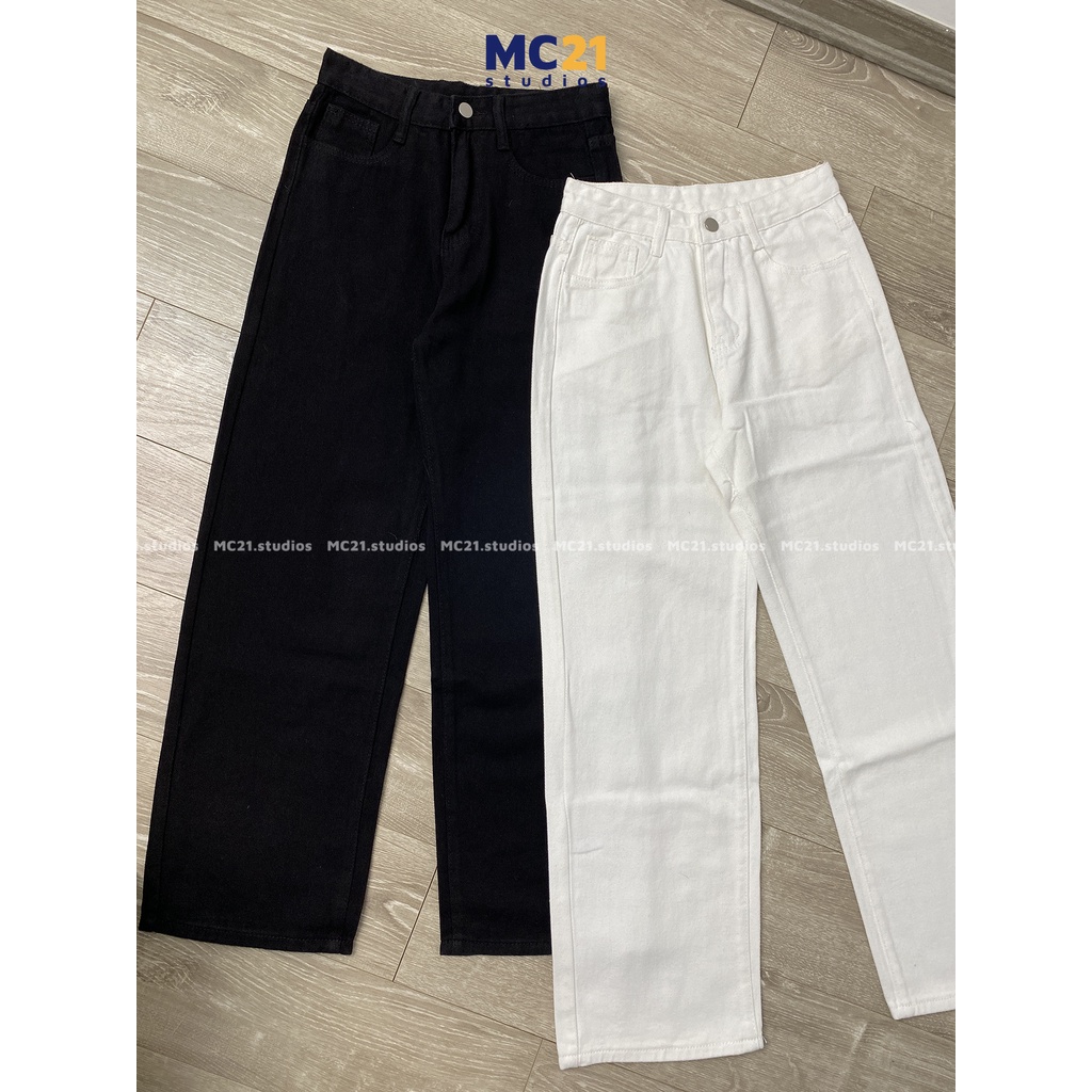 Quần jeans ống suông rộng MINIONCLOTHING lưng cạp cao nữ pants Ulzzang Hàn Quốc Streetwear chất jean xịn Q3402