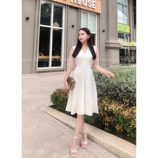 Đầm Xòe Nữ Dự Tiệc Cổ Tim Chất Vải Cao Cấp - Thời Trang Hàn Quốc - 140