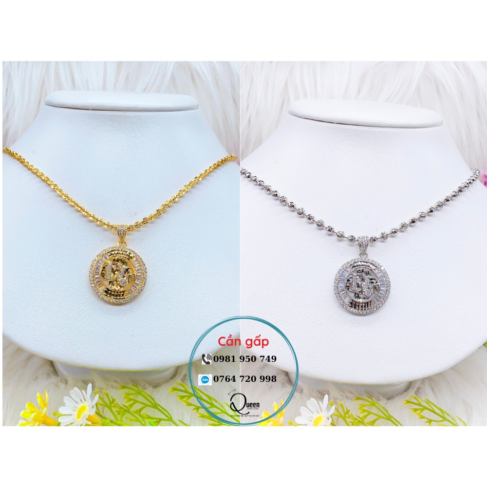 Dây Chuyền Nữ Mặt Tròn Chạm Chữ Dior Đính Đá Siêu Xinh-HD241209