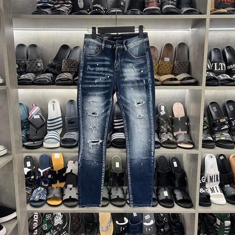 Quần bò DSQUARE rách mài vẩy sơn sc 3444, quần jean nam rách gối thời trang, Bin Store