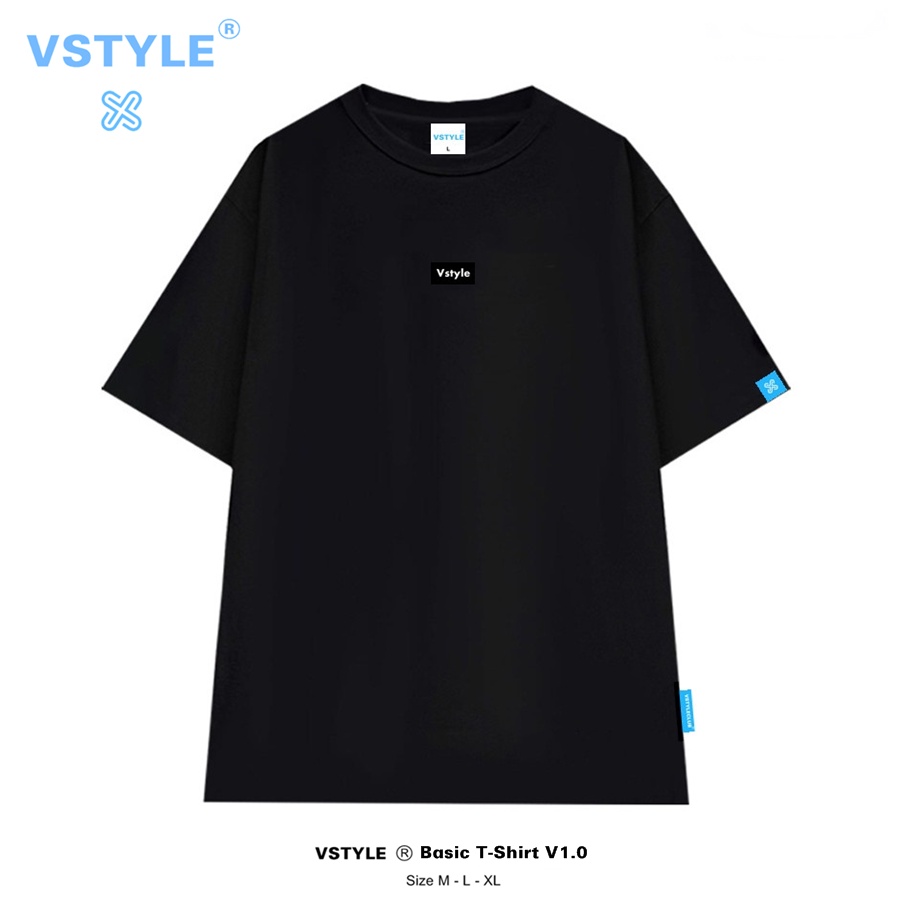 (FULL BOX) Áo Thun Basic Logo Vstyle Unisex LocalBrand - Đen