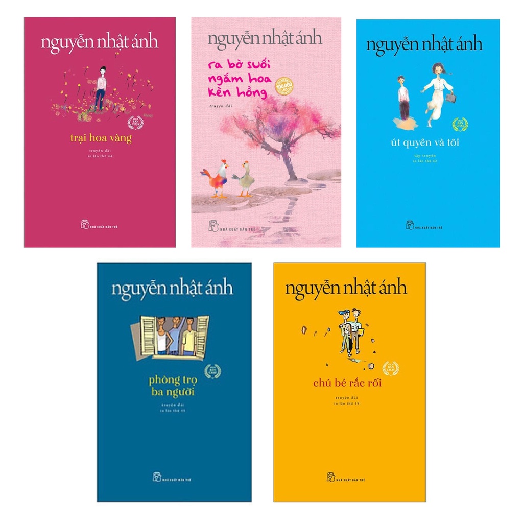 Sách Combo 5 Cuốn Của Nguyễn Nhật Ánh: Trại Hoa Vàng + Ra Bờ Suối + Út Quyên + Phòng Trọ Ba Người + Chú Bé Rắc Rối