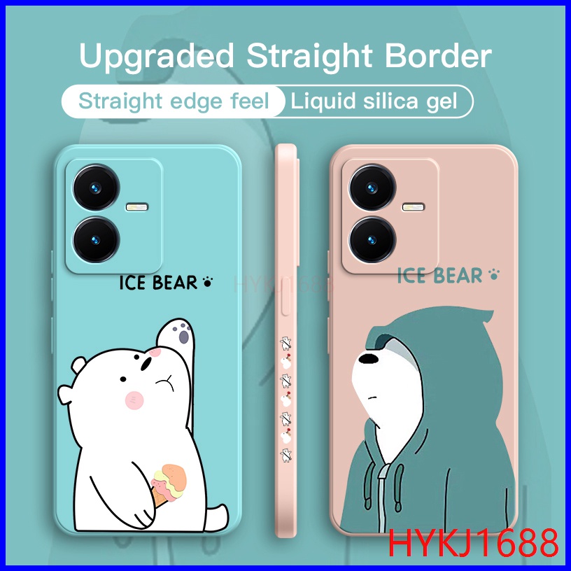 Ốp lưng Vivo Y22S Ốp Điện Thoại tpu Silicon Hình Gấu Và Mũ Cho Vivo Y22 Y22S 2022 HBX