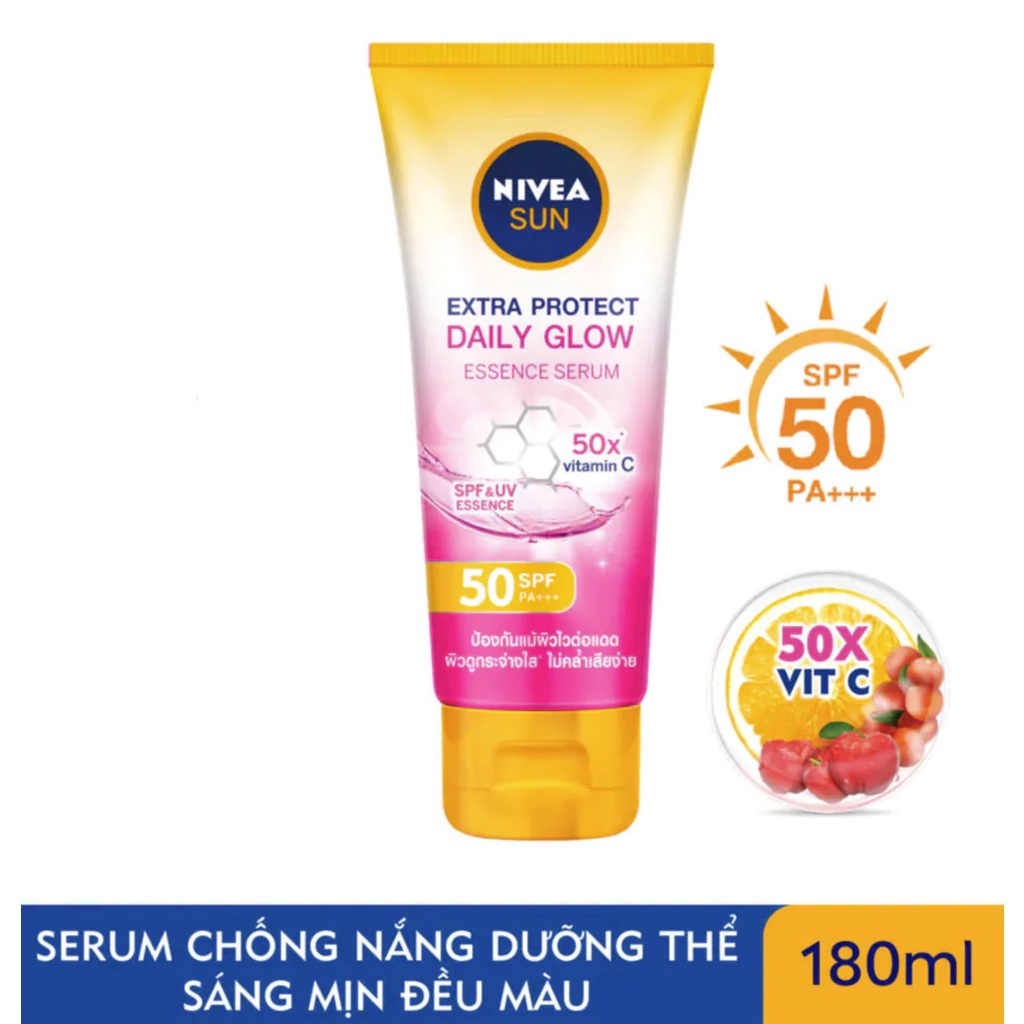 Tinh chất chống nắng Nivea Extra Protect Daily Glow Essence Serum spf50 pa+++ 180ml