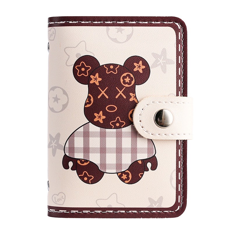 _ Ví mini Cầm Tay Hoạ Tiết Gấu Nâu Khuy Bấm 4 Mẫu Nhiều Ngăn Cute Dễ Thương Điệu Đà