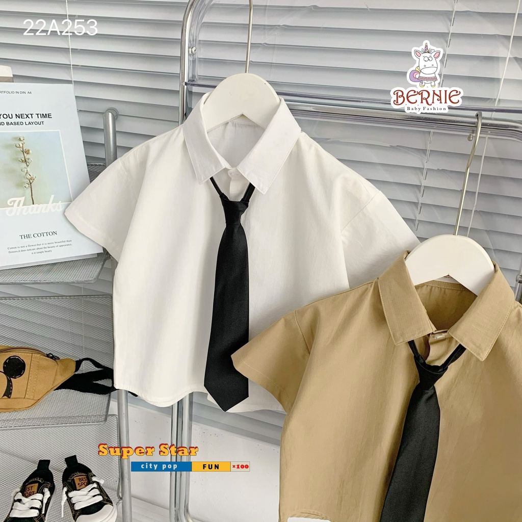 Áo sơ mi cộc tay kèm cà vạt Bernie cho bé trai