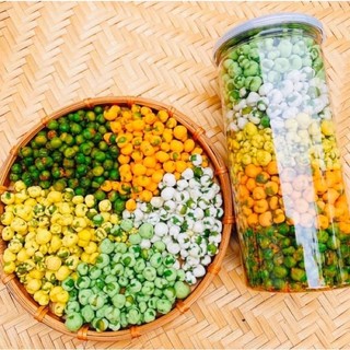 Đậu hà lan mix 5 vị hũ 450gr: đậu hà lan tỏi ớt, đậu hà lan phô mai, wasabi, sữa béo