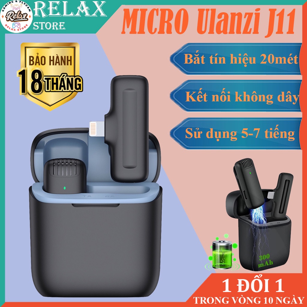 Micro cài áo thu âm không dây Ulanzi J11 - tích hợp hộp đựng kiêm sạc cao cấp, Micro thu âm không dây chuyên nghiệp