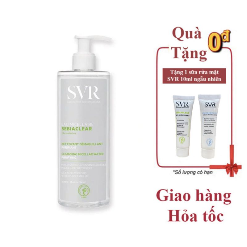 Nước tẩy trang làm sạch da và loại bỏ dầu nhờn SVR Sebiaclear Eau Micellaire 400ml