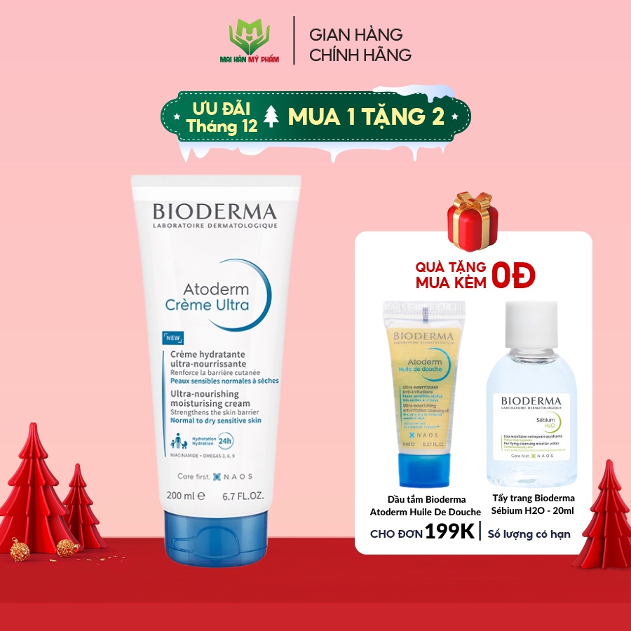 Kem dưỡng ẩm cho da khô nhạy cảm,da khô và rất khô Bioderma Atoderm Crème 200ml