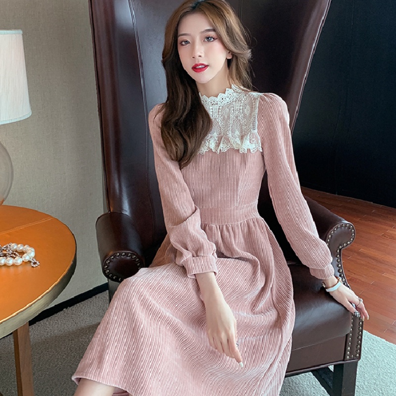 Đầm nữ Perty phối ren mềm mại phong cách thời trang Hàn Quốc