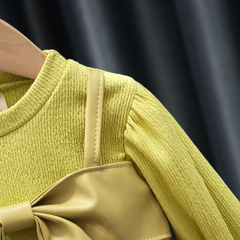 Đầm Công Chúa Vải Tuyn Tay Dài Cổ Tròn Màu Trơn Đính Nơ Phối Da Dễ Thương Thời Trang Xuân Thu Cho Bé Gái 0-3 Tuổi