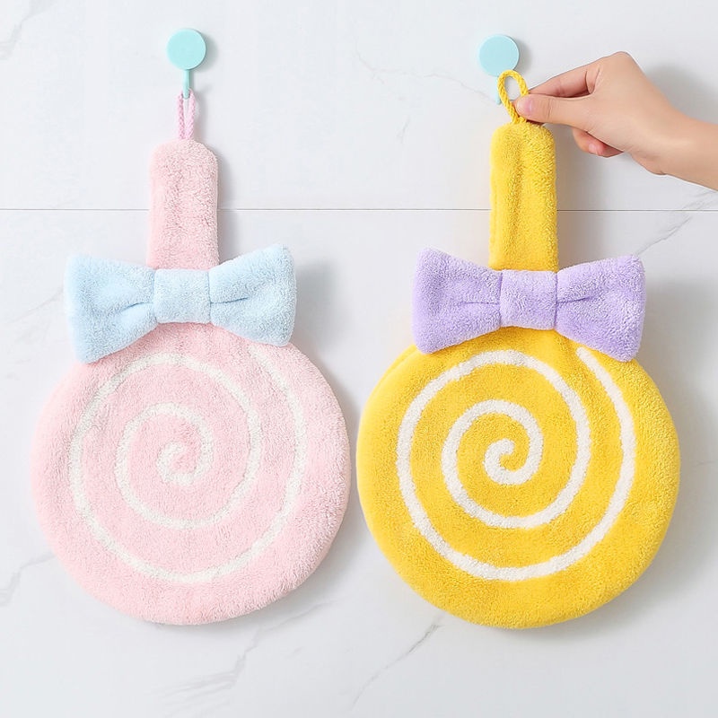 Khăn Lau Tay Mềm Mại Dày Dặn Thấm Hút Nước Khô Nhanh Không Xơ Vải Có Móc Treo Dành Cho Trẻ Em