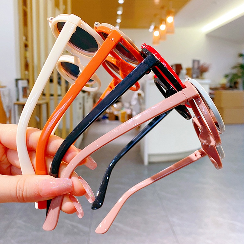 Kính Chống Nắng Gọng Tròn Họa Tiết Hoạt Hình Phong Cách Hàn Quốc Dễ Thương Cho Bé Trai Và Gái