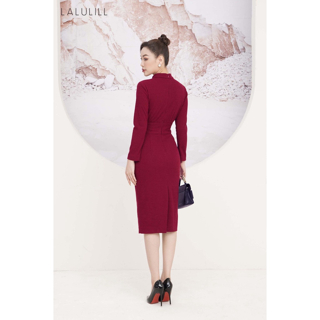 Đầm len dáng ôm bút chì LALULILL cổ trụ V ngực LDL2279001