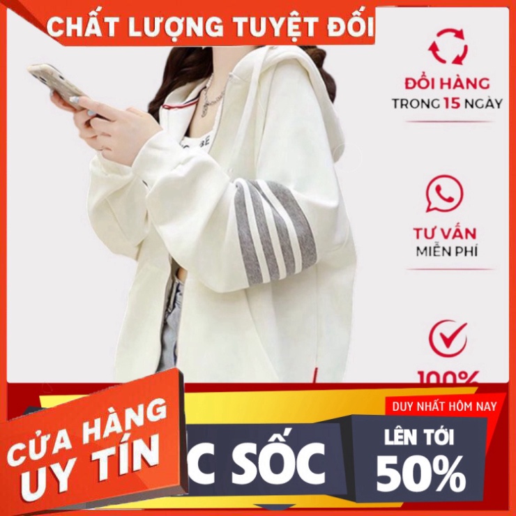 Áo khoác hoodie cardigan có khóa HDK83 phối viền tay 3 màu, Áo nỉ Thu Đông hot trend mới nhất 2022