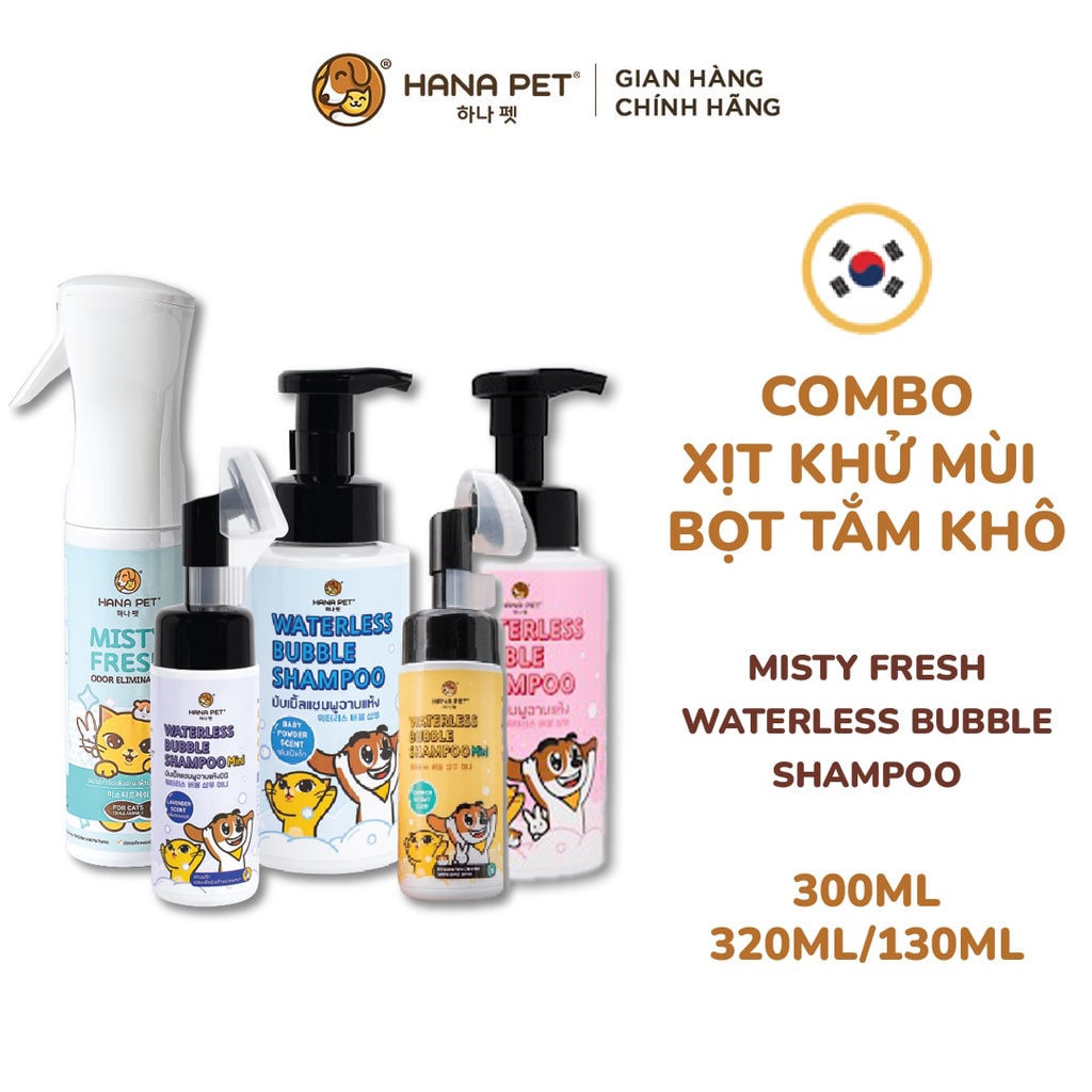 Combo bọt tắm khô và xịt khử mùi an toàn, khử khuẩn cho thú cưng - Hana Pet Việt Nam