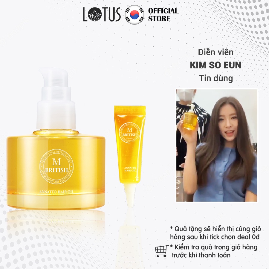 Dầu dưỡng tóc cao cấp Hàn Quốc BRITISH M Annatto Hair Oil phục hồi tóc hư tổn 70ml