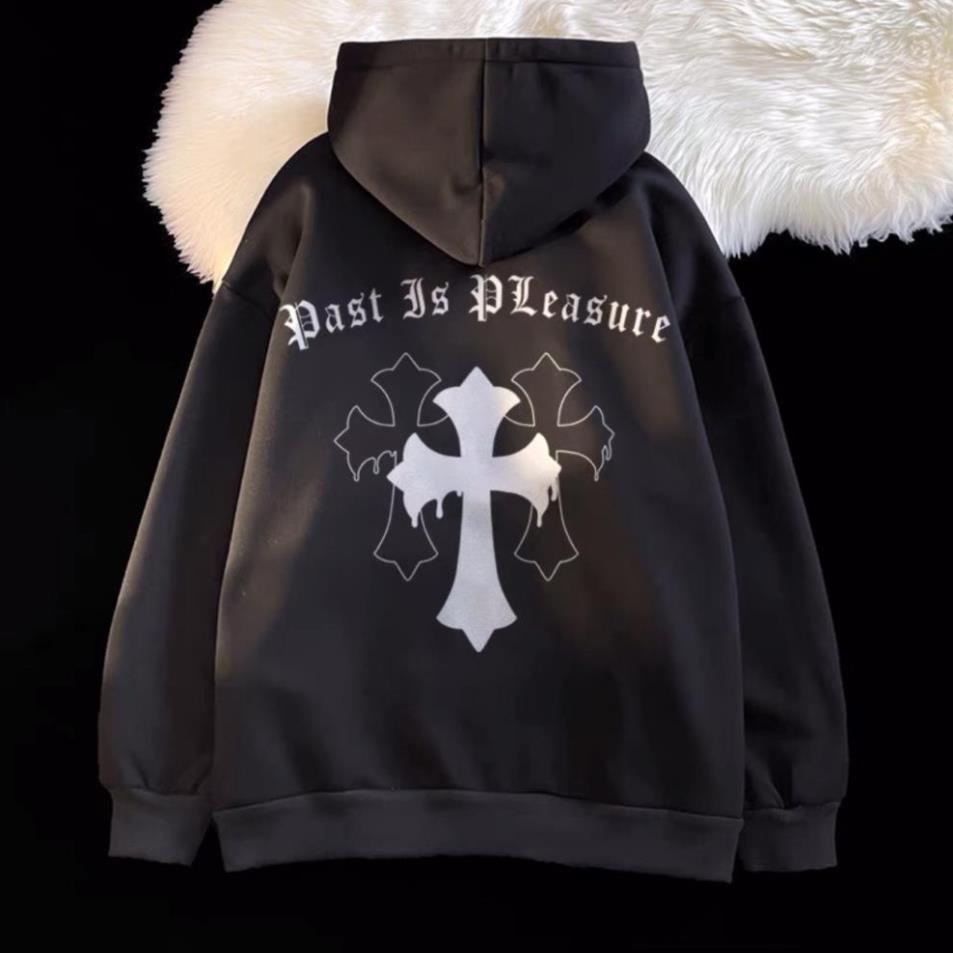Áo Hoodie Có Khóa In Họa Tiết Chữ Thập Phong Cách Chất Chơi Dành Cho Nam Và Nữ.
