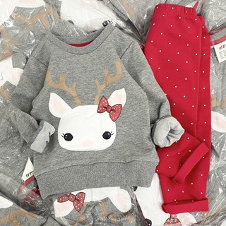 Set bộ nỉ tuần lộc noel cho bé gái hm