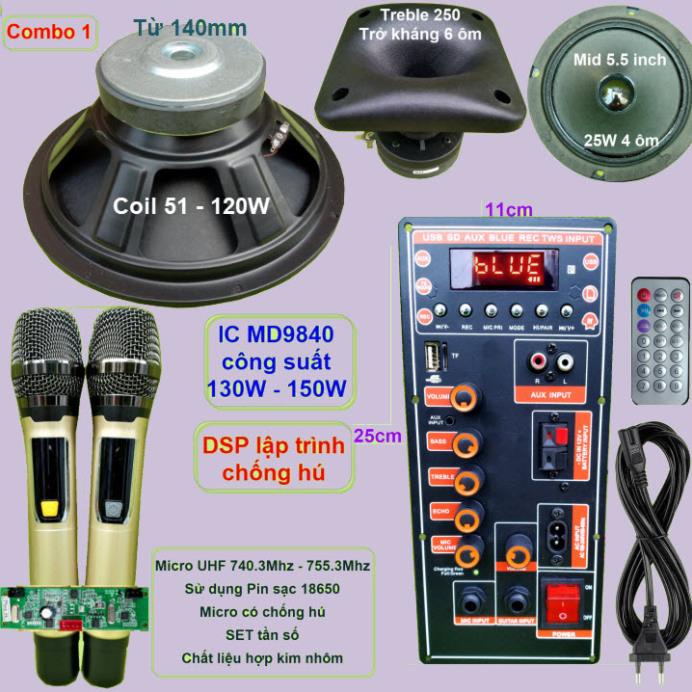 [machloakeo]Mạch loa kéo 3 tấc đơn IC MD9840 130W – 150W DSP lập trình chống hú, nguồn xung