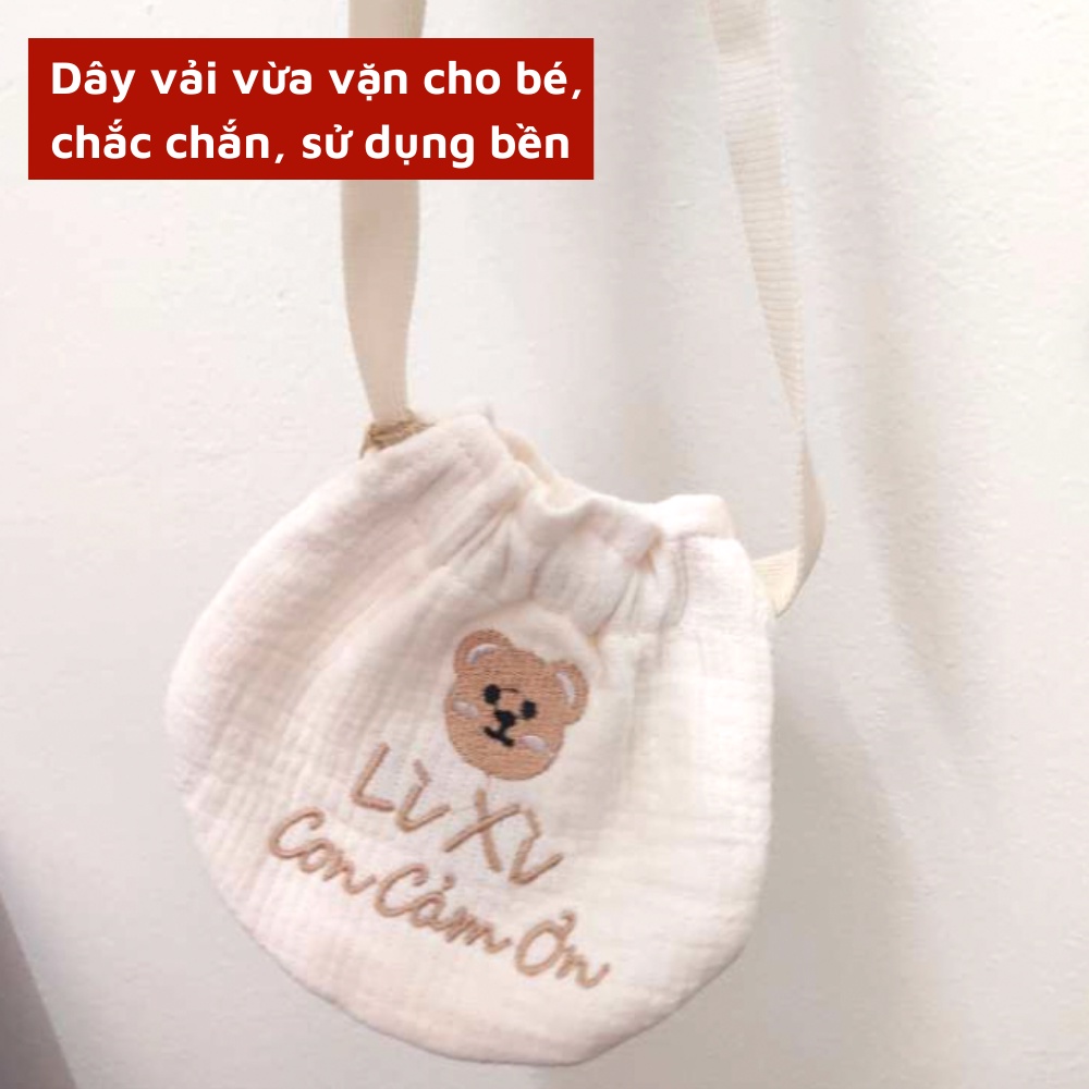 Túi lì xì túi đeo chéo phong cách Hàn Quốc dễ thương cho bé yêu chất vải bông thêu nhiều hình đáng yêu