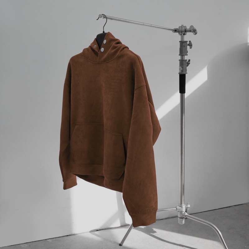 Áo hoodie da lộn Suede Hoodie form Boxy/Crop