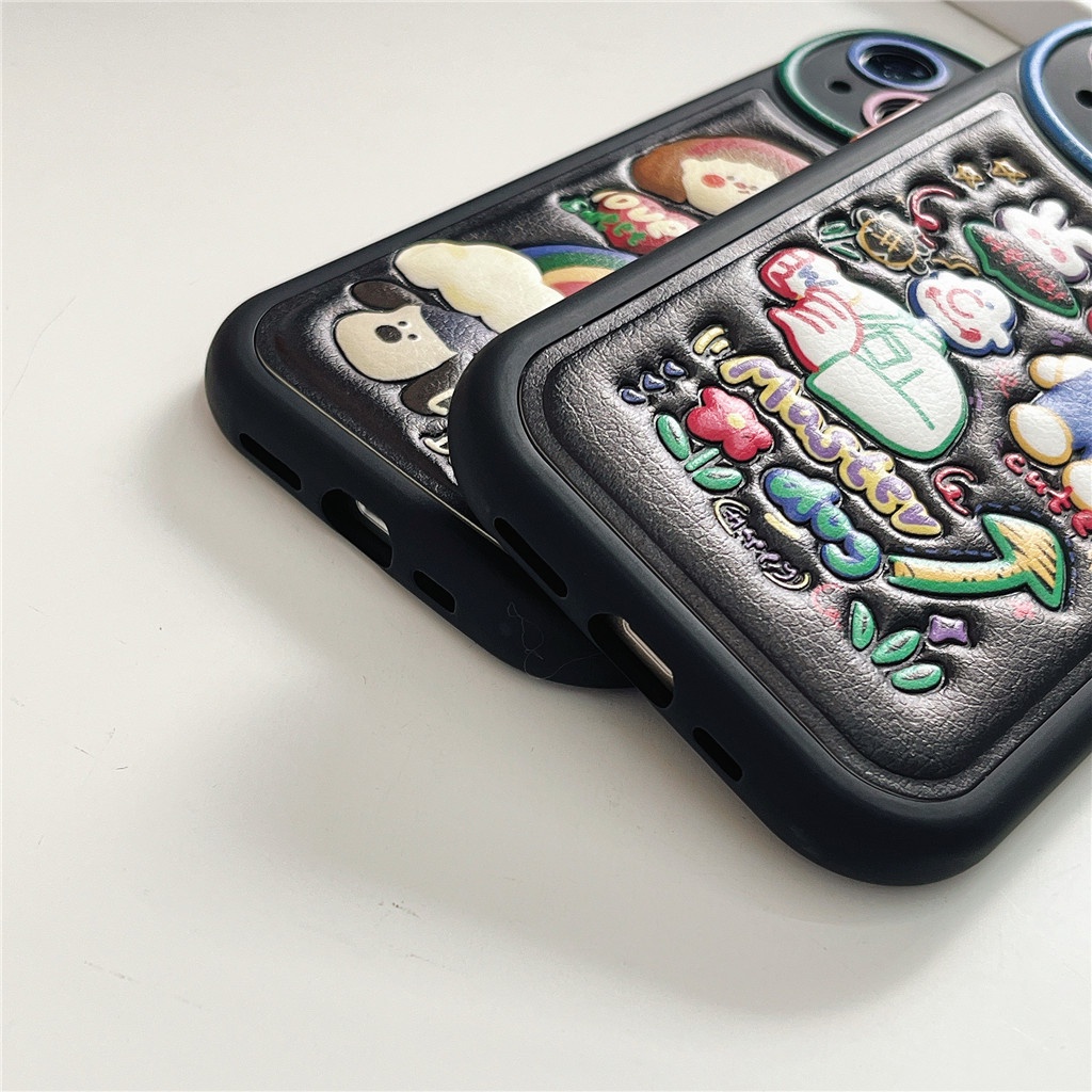Ốp Điện Thoại Da Viền tpu Dẻo In Họa Tiết Hoạt Hình Góc Tròn Cho iphone 15 pro max 14 pro max 13 pro max 12 pro max
