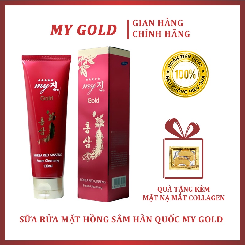 Sữa Rửa Mặt Hồng Sâm My Gold Hàn Quốc 130ml - Sữa Rửa Mặt Cấp Ẩm Trắng Hồng Tự Nhiên