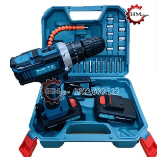Máy khoan pin 36v makita, có đèn led, pin 5 cell, 2 tốc độ, 25 cấp trượt - máy bắn vít pin, máy vặn vít